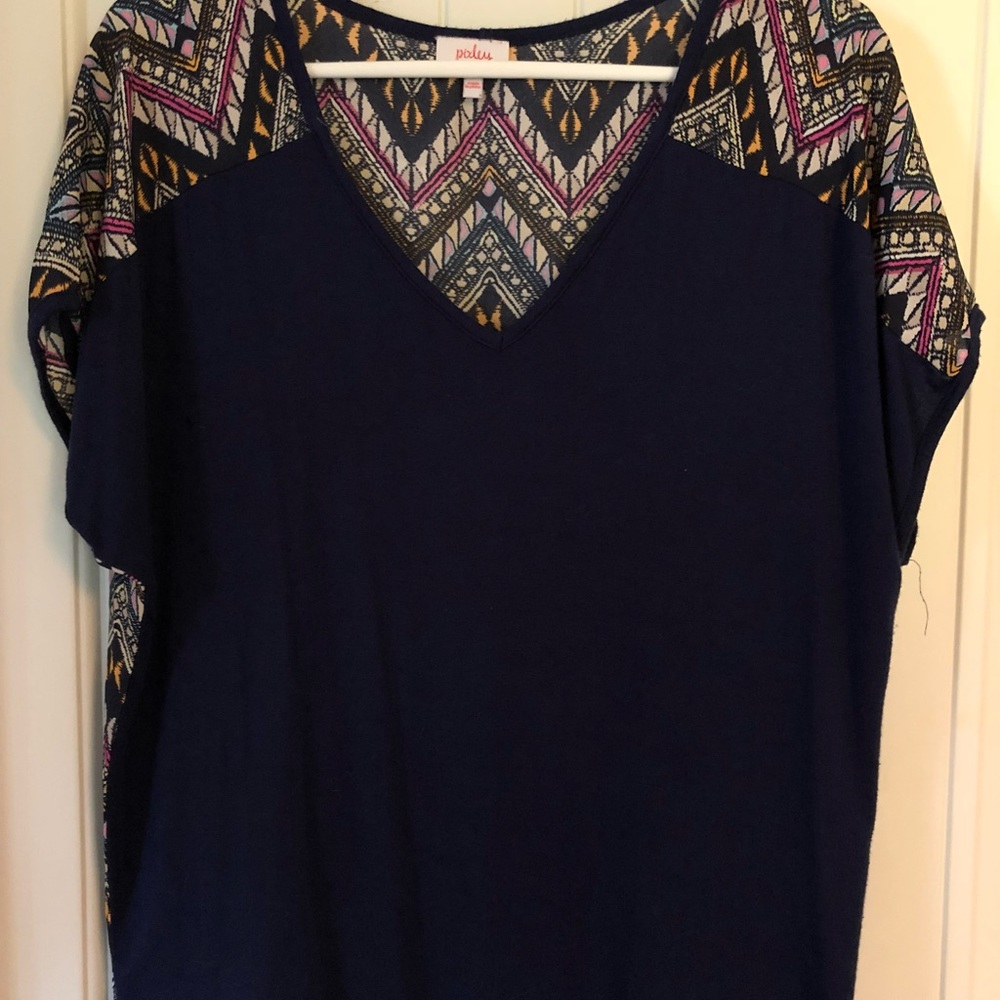 Navy Blue V-neck Top
